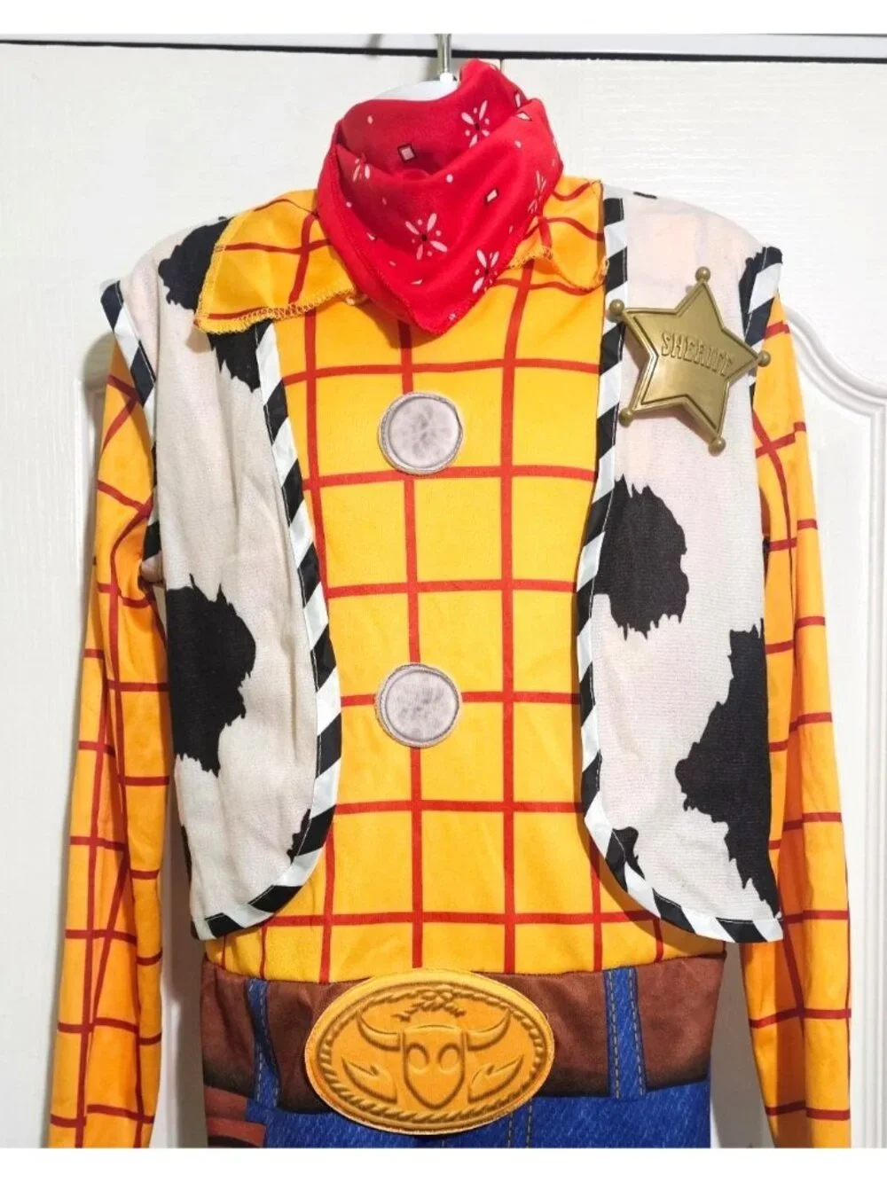 Woody Costume Boys 4-6 Toy Story 4 Sheriff Hat Bandana Badge Vest Disney Kids - Picture 3 of 7